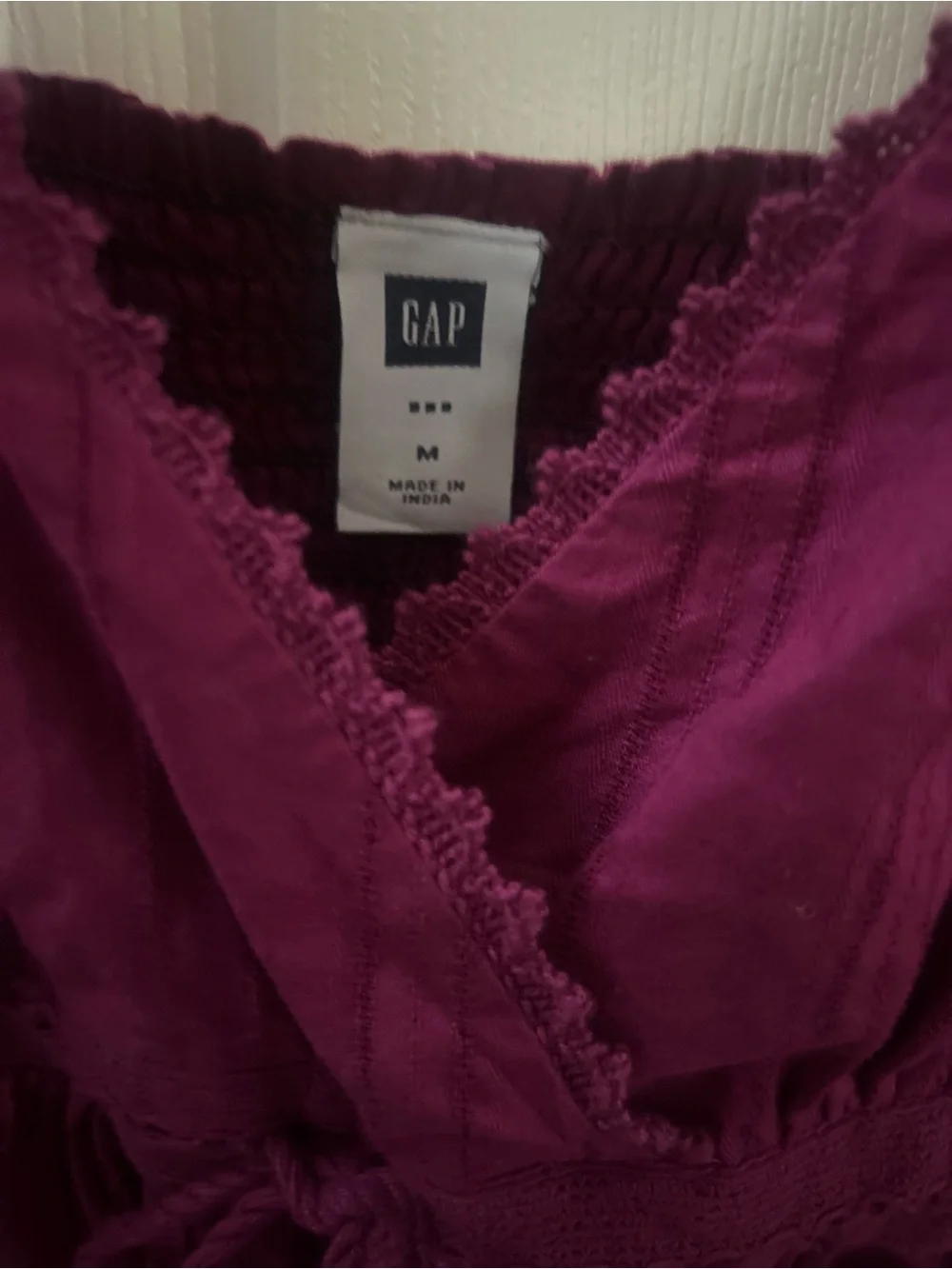 GAP Magenta Lace-Trim Spaghetti Strap Babydoll Chemise size Medium.
